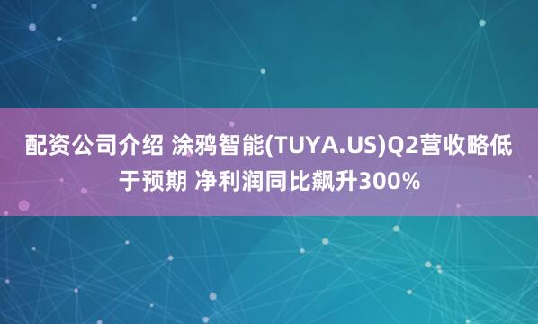 配资公司介绍 涂鸦智能(TUYA.US)Q2营收略低于预期 净利润同比飙升300%